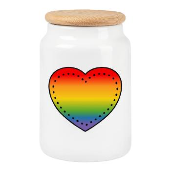 T-shirt LGBT Rainbowheart - Cœur arc-en-ciel - Boîte à biscuits avec couvercle en bois - blanc - Devant