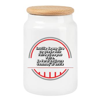 Je fais comme j'ai envie - Boîte à biscuits avec couvercle en bois - blanc - Devant