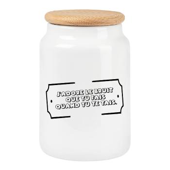 J"adore le bruit que tu fais quand tu te tais - Boîte à biscuits avec couvercle en bois - blanc - Devant