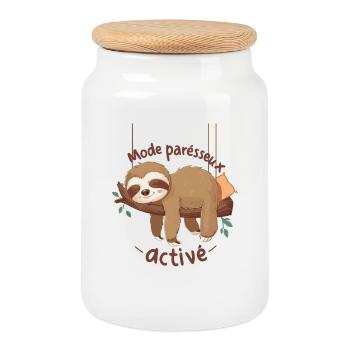 Mode Paresseux Activé – Détente Totale - Boîte à biscuits avec couvercle en bois - blanc - Devant