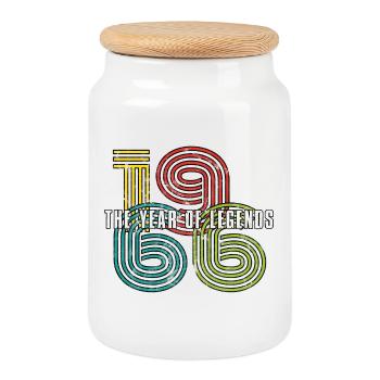 Millésime 1966 - Boîte à biscuits avec couvercle en bois - blanc - Devant