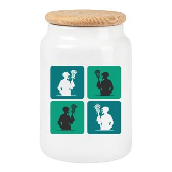 Design de crosse - Boîte à biscuits avec couvercle en bois - blanc - Devant