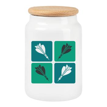 Design de fléchettes - Boîte à biscuits avec couvercle en bois - blanc - Devant
