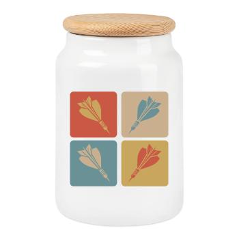 Design de fléchettes - Boîte à biscuits avec couvercle en bois - blanc - Devant