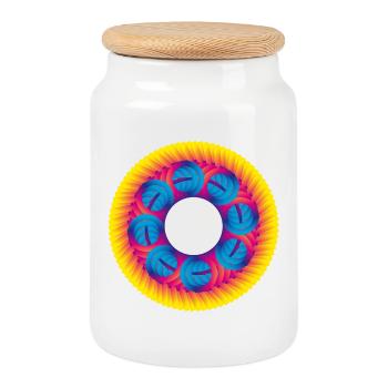 Sprocket circle colorful spectral - Cookie Jar with Wooden Lid - white - Front