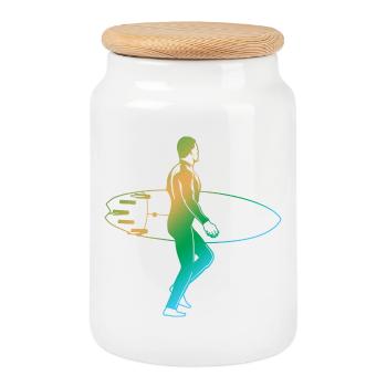Surfing Vintage Look - Cookie Jar with Wooden Lid - white - Front