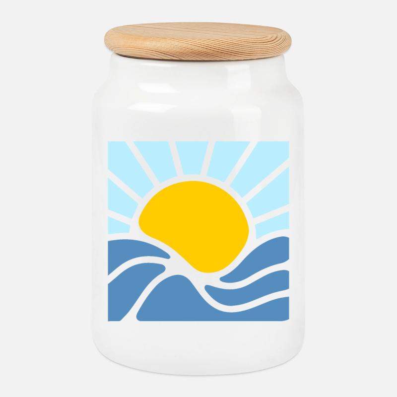 Sonne, Sommer und Meer - Keksdose mit Holzdeckel - Weiß
