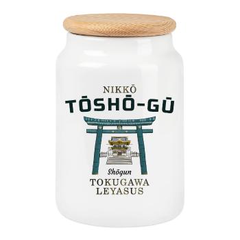 Nikko, Tosho-gu Shrine, 1st Shogun Honor, Japan - Cookie Jar with Wooden Lid - white - Front
