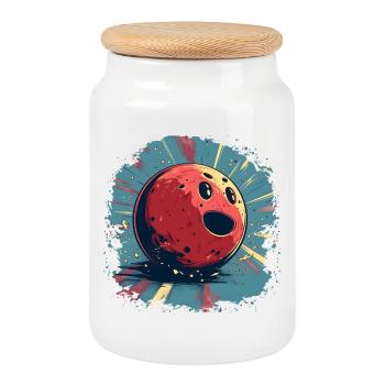 Fun bowling - Cookie Jar with Wooden Lid - white - Front