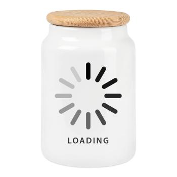 Loading - Cookie Jar with Wooden Lid - white - Front