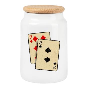 Poker Jeu de cartes Jeux de hasard Casino Poker Round - Boîte à biscuits avec couvercle en bois - blanc - Devant