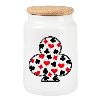Poker Gambling Casino Card Game Gambling Poker - Cookie Jar with Wooden Lid - white - Front