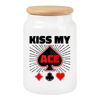 Jeu de cartes de joueur professionnel Poker Statement Casino - Boîte à biscuits avec couvercle en bois - blanc - Devant