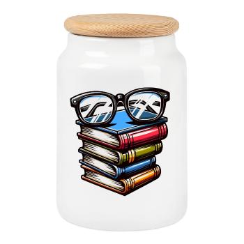 Book Smarts: Der wissenschaftliche Stapel - Keksdose mit Holzdeckel - Weiß - Vorne