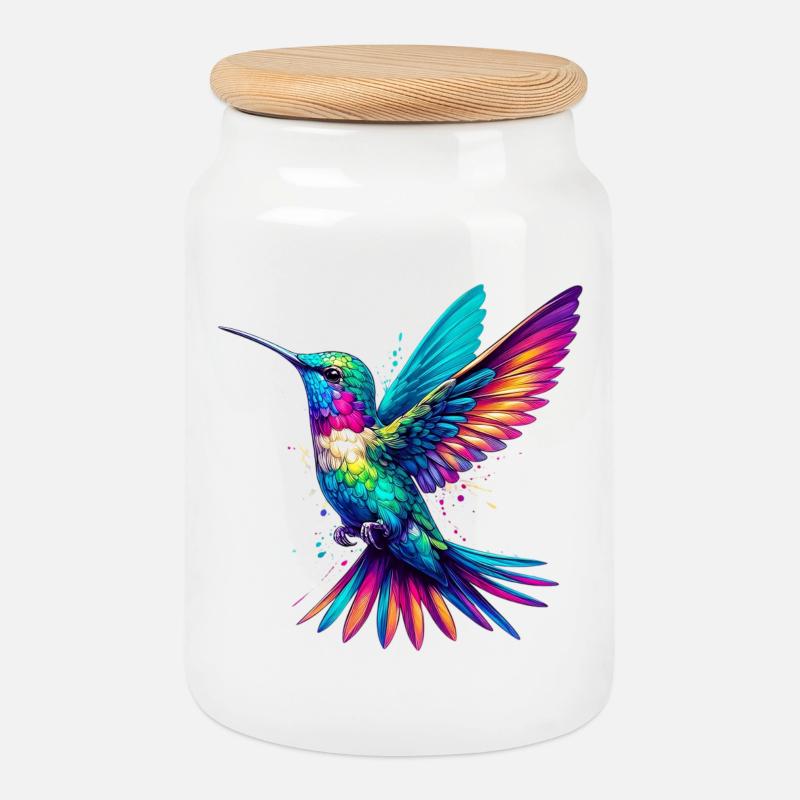 Kolibri - Keksdose mit Holzdeckel - Weiß