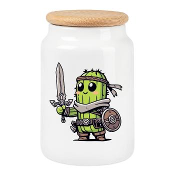 Avocado Knight: The Bravocado Warrior - Cookie Jar with Wooden Lid - white - Front