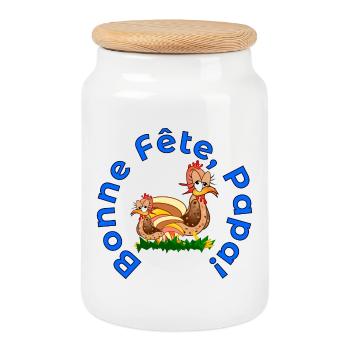 BONNE Fête des Pères PAPA POULETS - Boîte à biscuits avec couvercle en bois - blanc - Devant