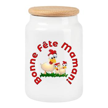 Bonne Fête des Mères Poules - Boîte à biscuits avec couvercle en bois - blanc - Devant