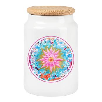 Sanfter Seelen Lotus - Sonja Ariel von Staden - Keksdose mit Holzdeckel - Weiß - Vorne