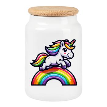Radiant Rainbow Unicorn: Die magische Stute - Keksdose mit Holzdeckel - Weiß - Vorne
