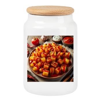 Patatas Bravas - Keksdose mit Holzdeckel - Weiß - Vorne