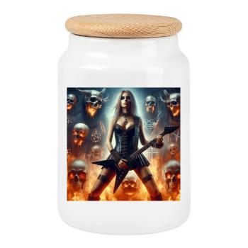 L’enfer dominé par le heavy metal - Boîte à biscuits avec couvercle en bois - blanc - Devant