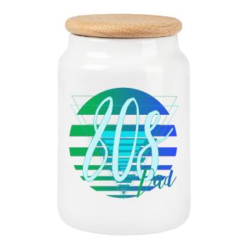80s Dad – Retro Dad Neon Look - Cookie Jar with Wooden Lid - white - Front
