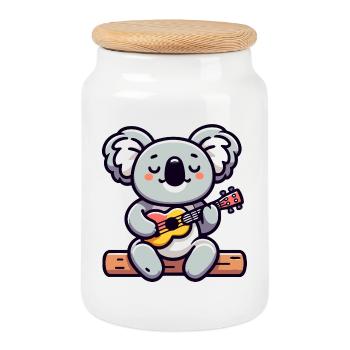 Koala Chords: The Eucalyptus Melodist - Cookie Jar with Wooden Lid - white - Front