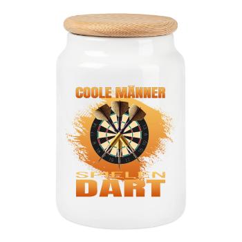 Coole Männer spielen Dart - Keksdose mit Holzdeckel - Weiß - Vorne