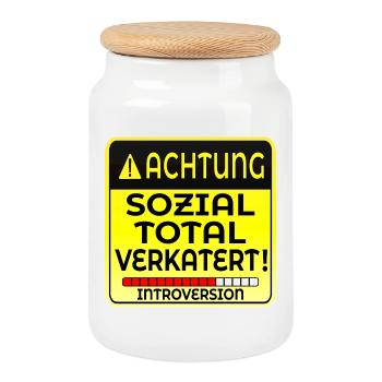 INTROVERTIERTE PERSON INTROVERSION IRONIE - Keksdose mit Holzdeckel - Weiß - Vorne