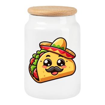 Fiesta Taco: Der herzhafte Senor - Keksdose mit Holzdeckel - Weiß - Vorne