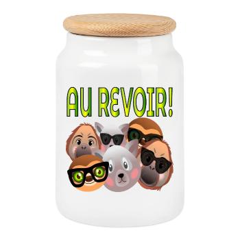 Au Revoir Collègues - Boîte à biscuits avec couvercle en bois - blanc - Devant