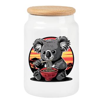 Lustig Koalabär Ramen Nudeln Koalabären Koala - Keksdose mit Holzdeckel - Weiß - Vorne