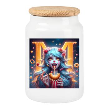 Naschkatzen-Clown 3D - Keksdose mit Holzdeckel - Weiß - Vorne