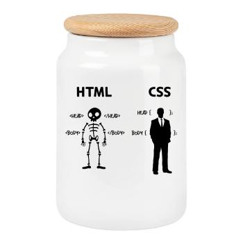 Développeur Programmeur Coden Code de script CSS - Boîte à biscuits avec couvercle en bois - blanc - Devant