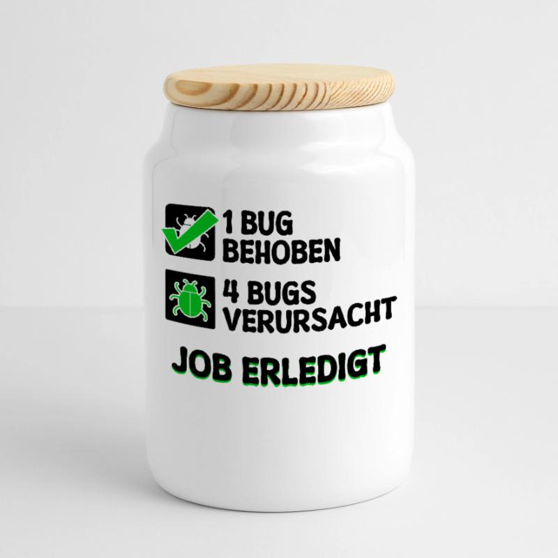 Open Source Bugfixing Bugs Developer Programmier Keksdose mit Holzdeckel