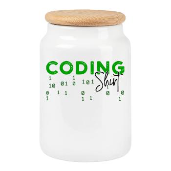 Coden Developer Programmer Web Developer Saying - Cookie Jar with Wooden Lid - white - Front