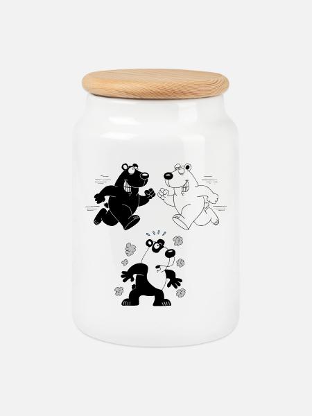 The birth of the panda - Cookie Jar with Wooden Lid - white