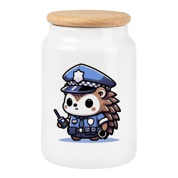 Copains de patrouille - Hérisson courageux - Boîte à biscuits avec couvercle en bois - blanc - Devant
