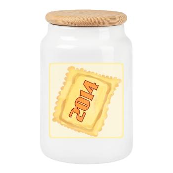 12th BIRTHDAY 2014 - RAVIOLI DUMPLINGS - Cookie Jar with Wooden Lid - white - Front