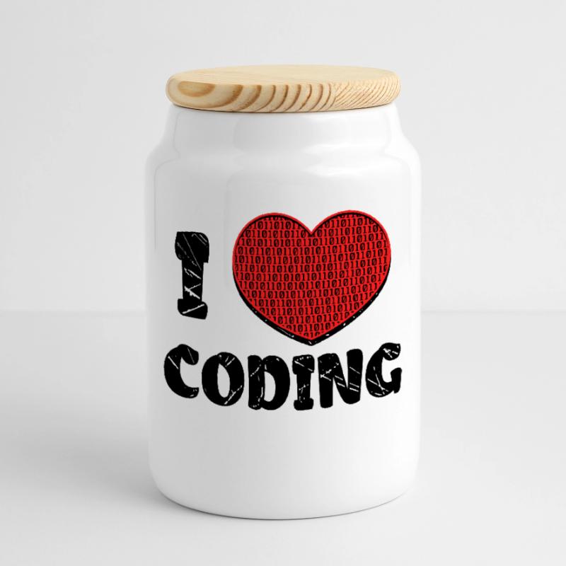 Code Developer Skripting Debug Herz Statement Keksdose mit Holzdeckel
