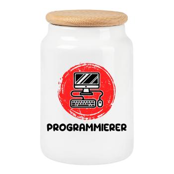 Développeur, Programmeur, Coden, Informatique - Boîte à biscuits avec couvercle en bois - blanc - Devant