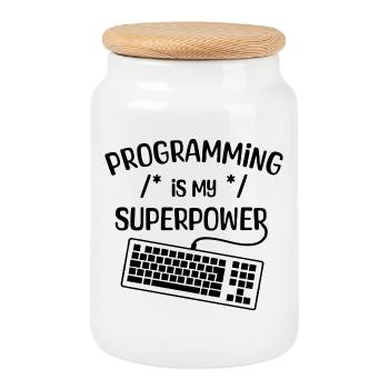 Computer Freak Statement Développeur Programmeur - Boîte à biscuits avec couvercle en bois - blanc - Devant