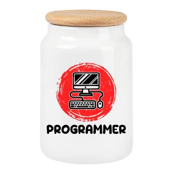 Computer Developer Programmierer Code Skripting - Keksdose mit Holzdeckel - Weiß - Vorne