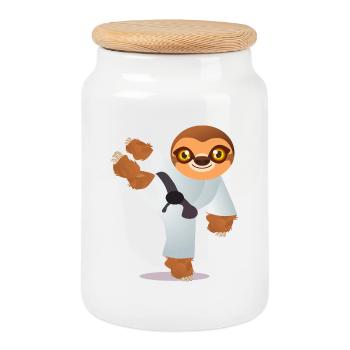 KARATÉ ENFANTS - JUDO PARESSEUX - Boîte à biscuits avec couvercle en bois - blanc - Devant