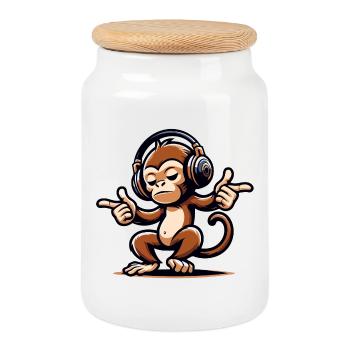 Der Mix Master Monkey - Keksdose mit Holzdeckel - Weiß - Vorne