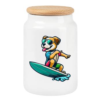 Wave Riding Buddy - Cookie Jar with Wooden Lid - white - Front