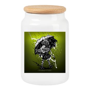 school's out for war - Cookie Jar with Wooden Lid - white - Front