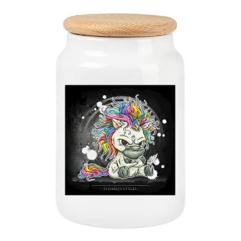pre-coffee-mornicorn - Keksdose mit Holzdeckel - Weiß - Vorne