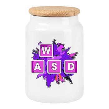 WASD Splash Gaming Blöcke - Keksdose mit Holzdeckel - Weiß - Vorne